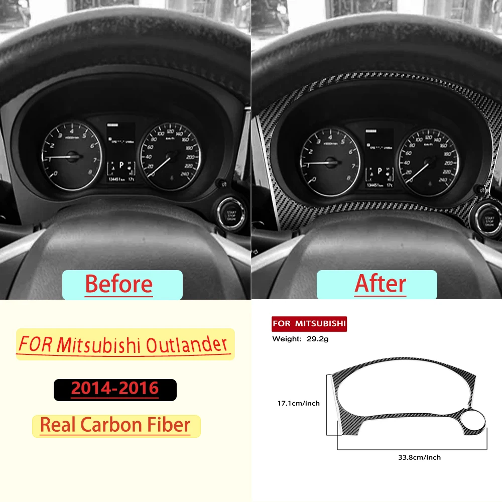 Real Soft Carbon Fiber For Mitsubishi Outlander 2014-2016 Car Instrument Panel Trim Customizable Sticker Interior Accessories