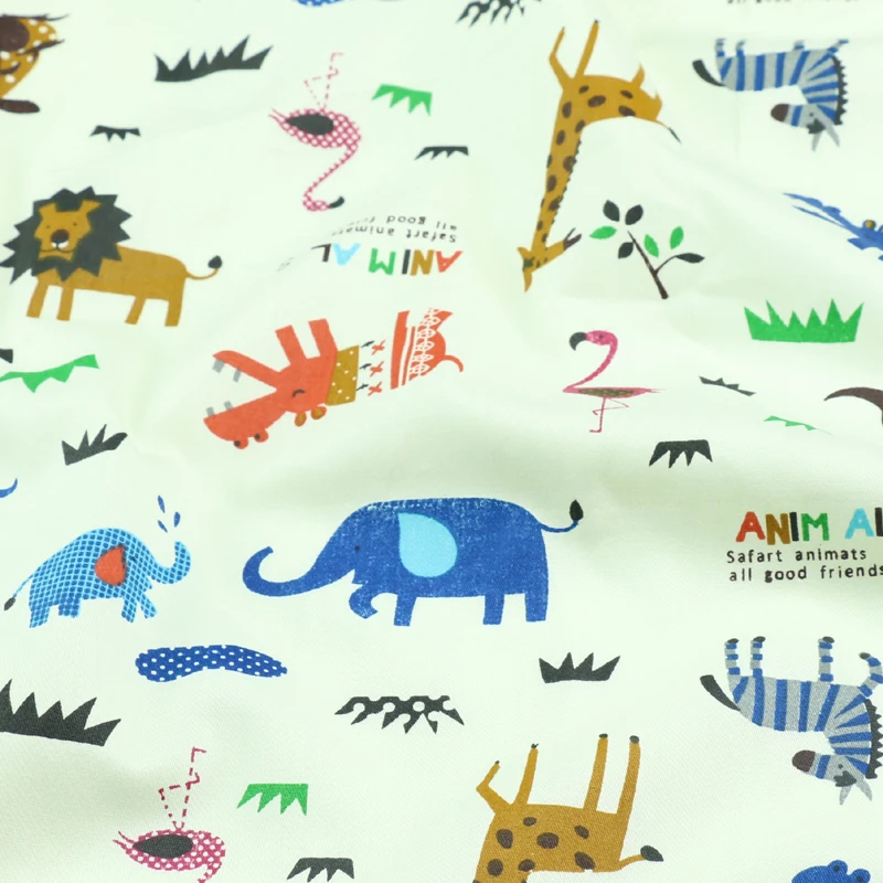 Twill Textile Fabric Bundle Quilting Fat Quarters DIY Sewing Fabric for Baby Child Patchwork Bear Animals Cotton 50*160cm Plain