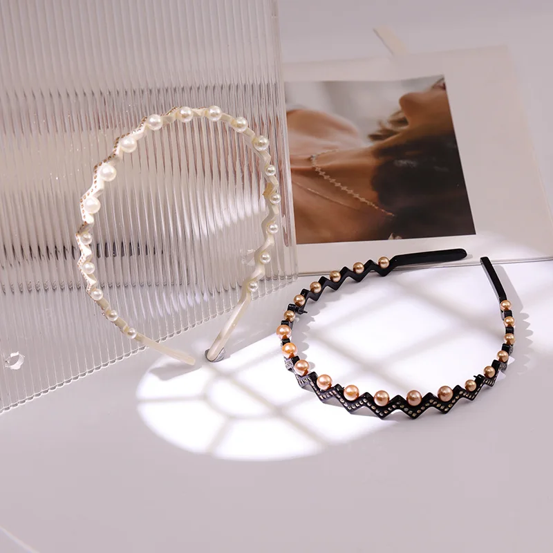 

Luxury A Paris French Design Hair Band for Women Girls Pearl Handmade Acetate Hair Jewelry Ornament Accessory, Office Career
