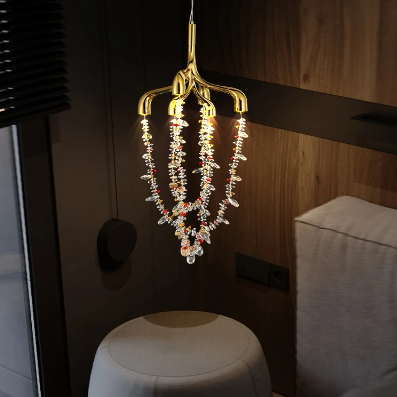 

ENGRAVED Post-modern Light Luxury French Romance All Copper Branche Colorful Crystal Chandelier Living Room Dining Room Bedroom