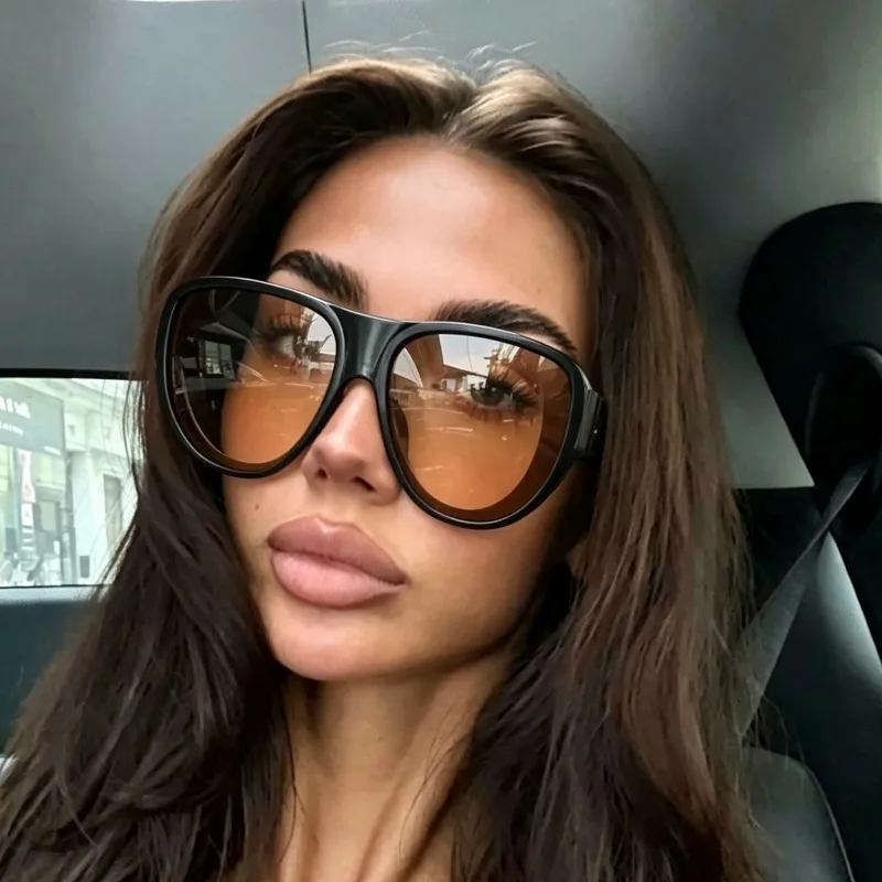 2026 New Oversized Patchwork Cat Eye Sunglasses Women Men Vintage Hip-hop Shield Thick Frame Sun Glasses Outdoor Shades Eyewear
