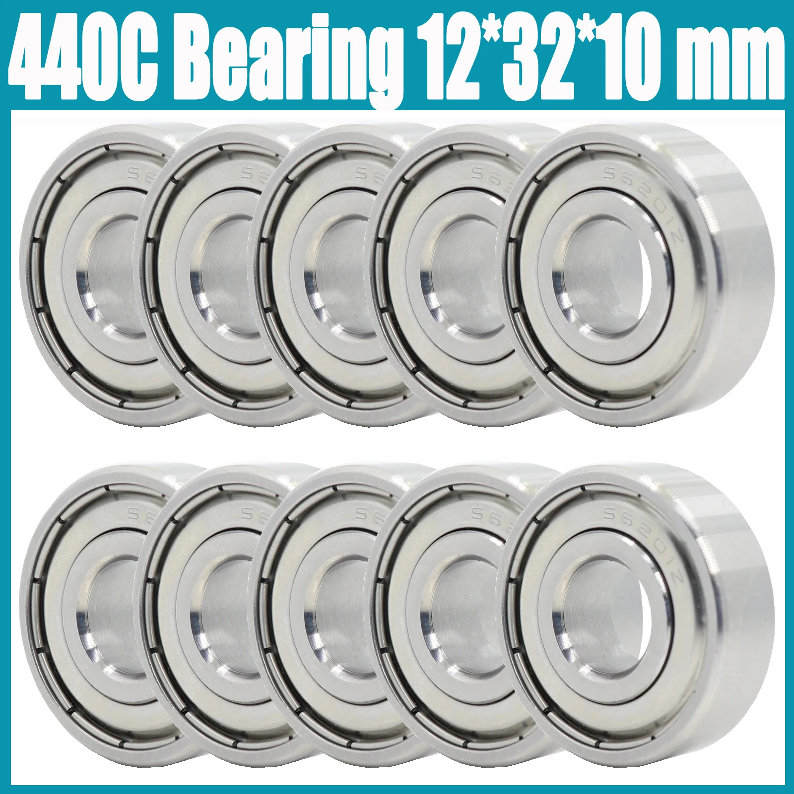10PC S6201ZZ  Bearing 12*32*10 mm ABEC-5 S6201 Z ZZ S 6201 440C Stainless Steel S6201Z Ball Bearings