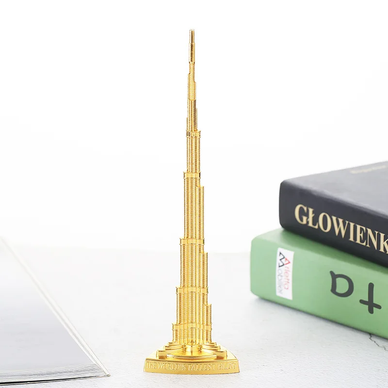 13-25cm Metal Burj Khalifa Tower Model Dubai Landmark Building Tourist Souvenir Home Room Decor Accessories Furnishing Articles