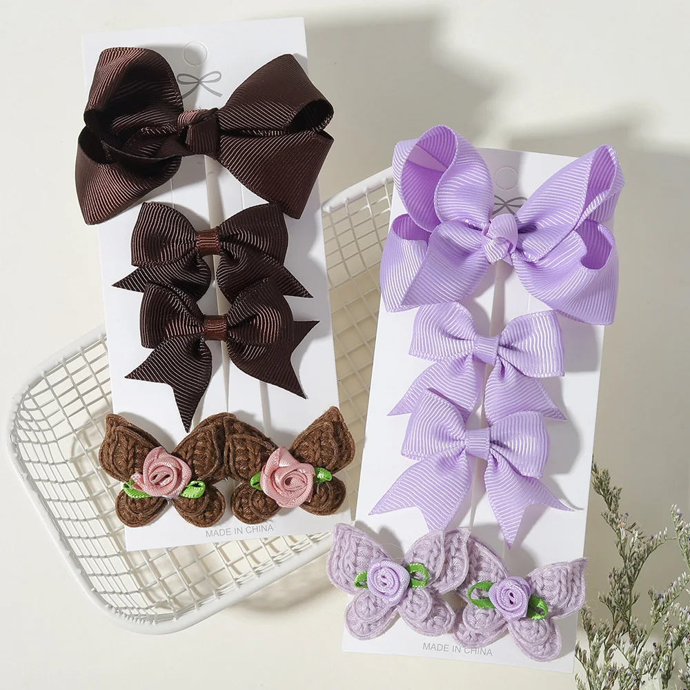 

5PCS Sweet and Cute Girl's Bow Hair Clip,3 Bow Clips,2 Knitted Butterflies,Decorating Hair Accessories for Babies,Children,Girls