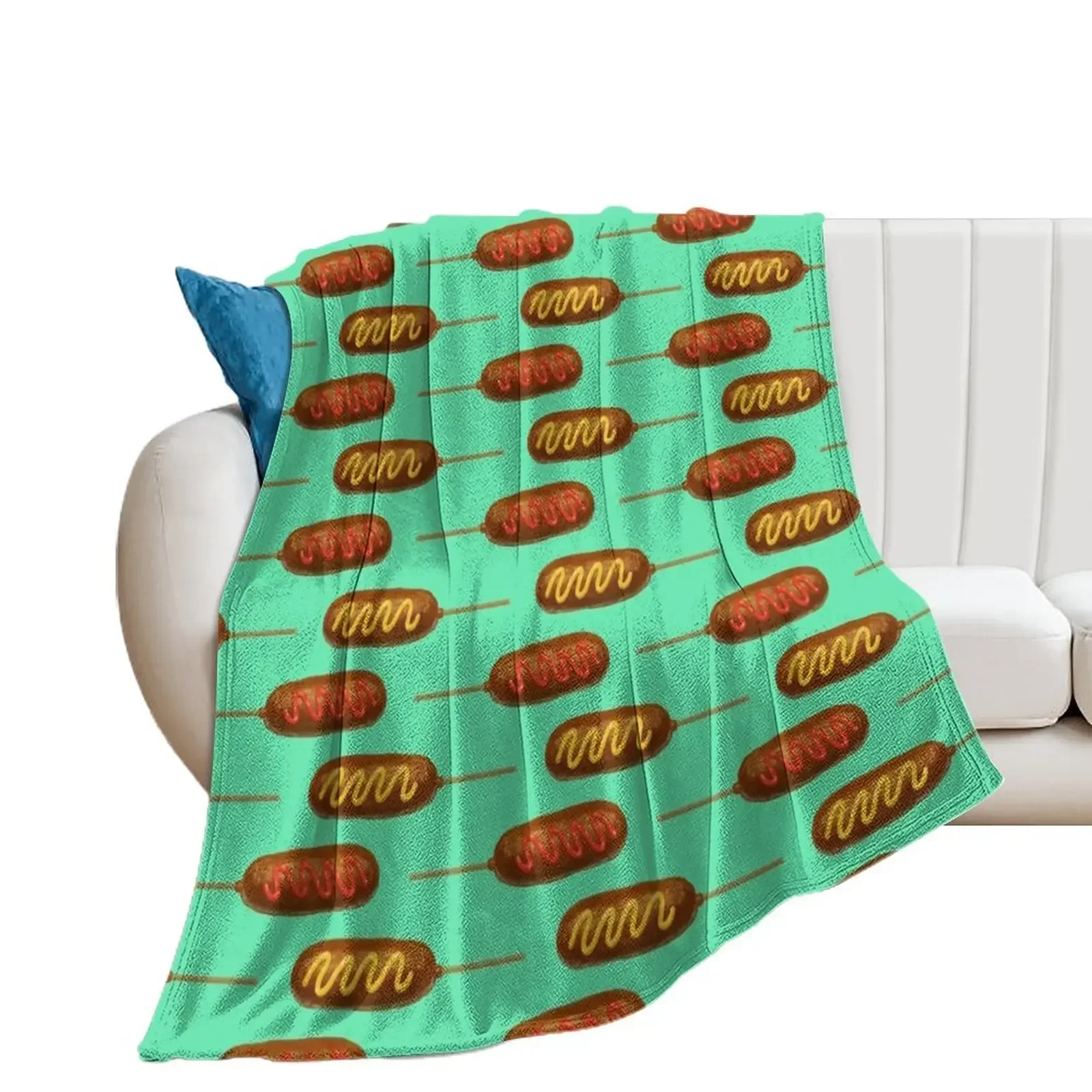 Corn Dogs Throw Blanket Multi-Purpose for sofa Blankets For Baby Blankets