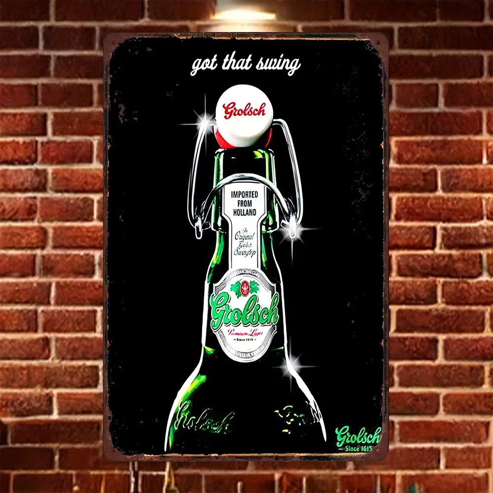 Letrero Metálico HD de la Cerveza Holandesa Grolsch, con la Frase "Got That Swing", Decoración Retro Vintage para Pared de Hogar, Bar o Pub, para Entusiastas de la Cerveza