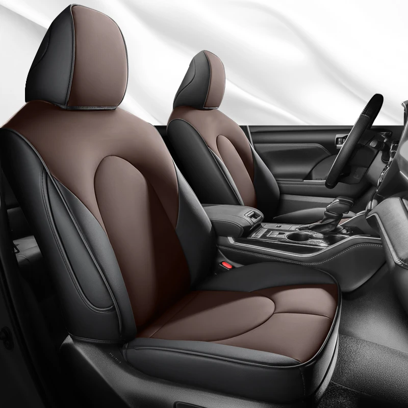 Capa de assento de carro para Toyota Highlander 2020-2024, 5 assentos, Almofada de couro impermeável, Acessórios de decoração interior, Conjunto completo