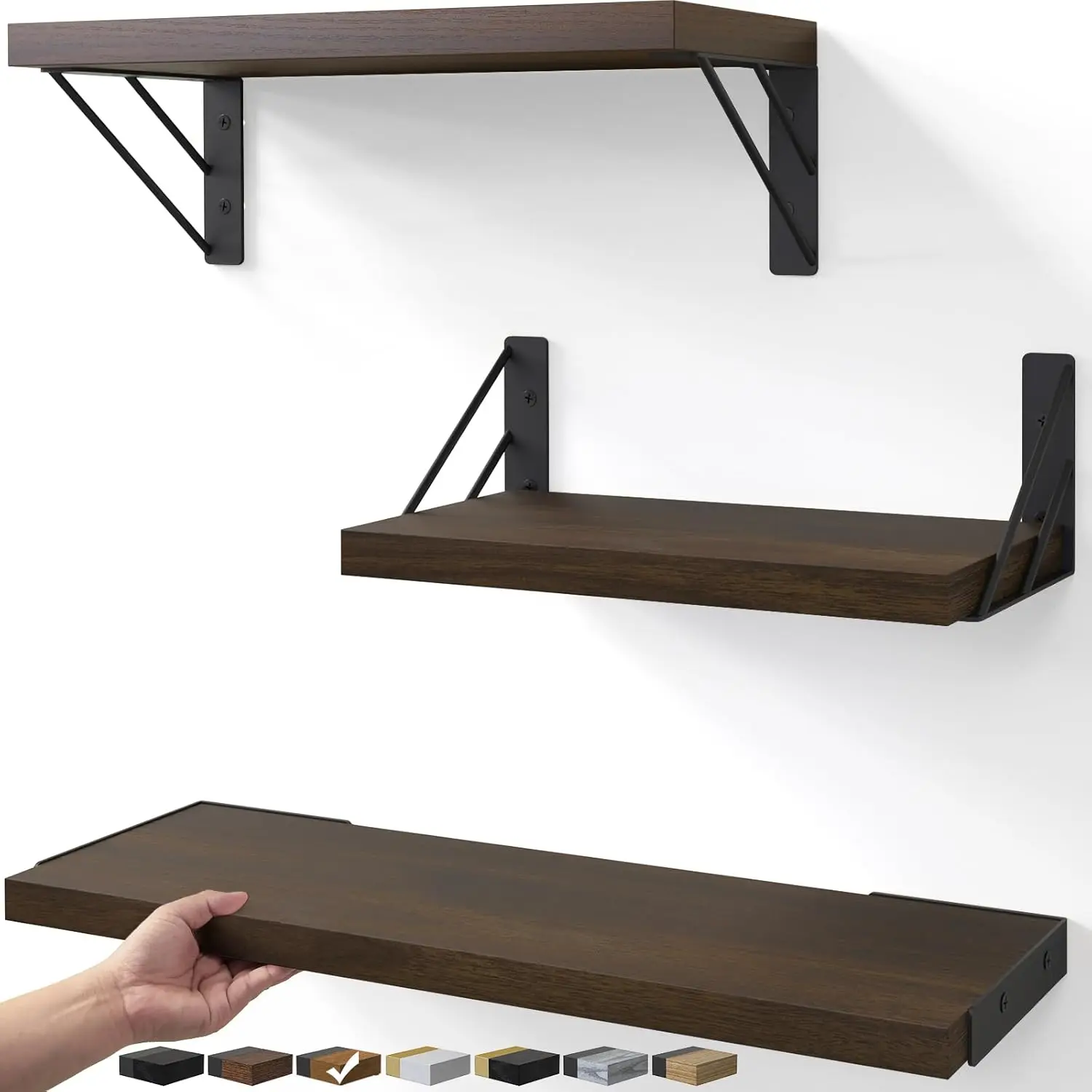 

Floating Shelves for Wall, Book Shelf for Bedroom, Wall Decor Shelves for Living Room Kitchen, Wood Floating Shelf for