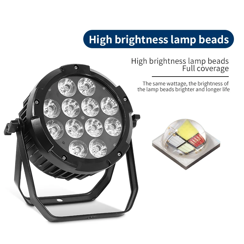 IP65 Wasserdichtes Akku-Par-Licht 12x18W RGBWA+UV 6in1 Kabellose DMX App-Steuerung LED Bühnenlampe für Outdoor-Hochzeiten und Events 1 Stück