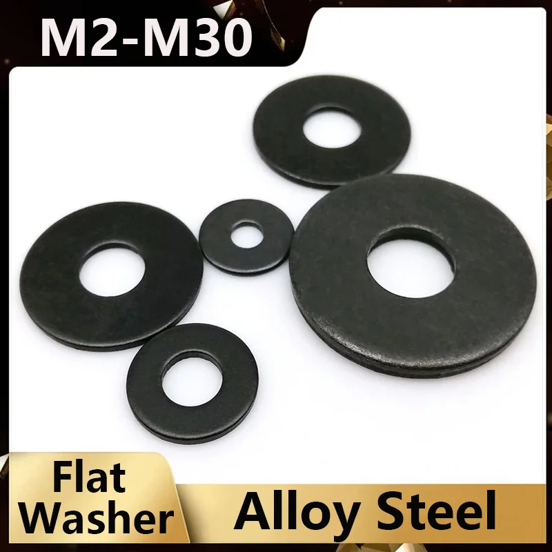 M2 M3 M4 M5 M6 M8 M10 M12 M14 M16 M18 - M30 GB96 Black Grade 8.8 Steel Large Size Oversize Big Wider Flat Washer Plain Gasket
