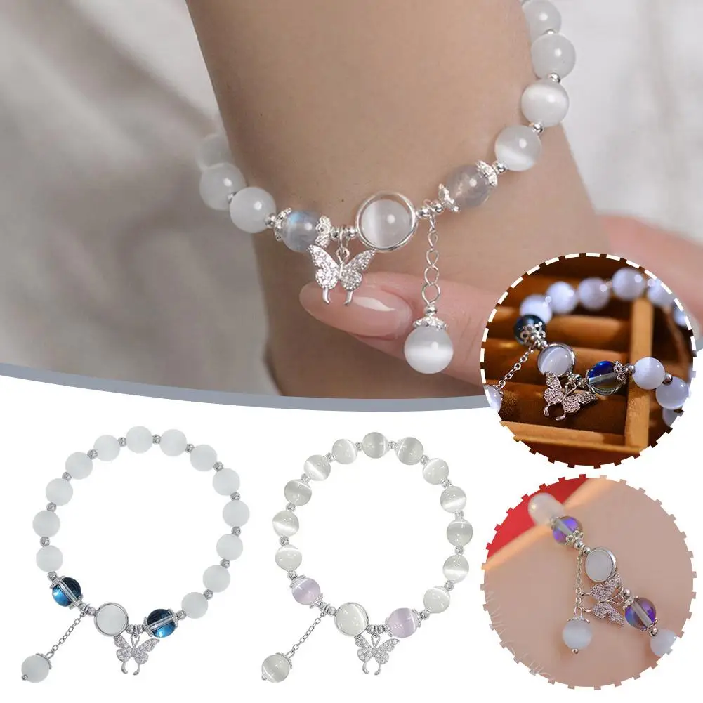 1PC Butterfly Bracelet Female Niche Design Temperament String Student Tide Gift Everything Grey Hand Moonlight S2J9