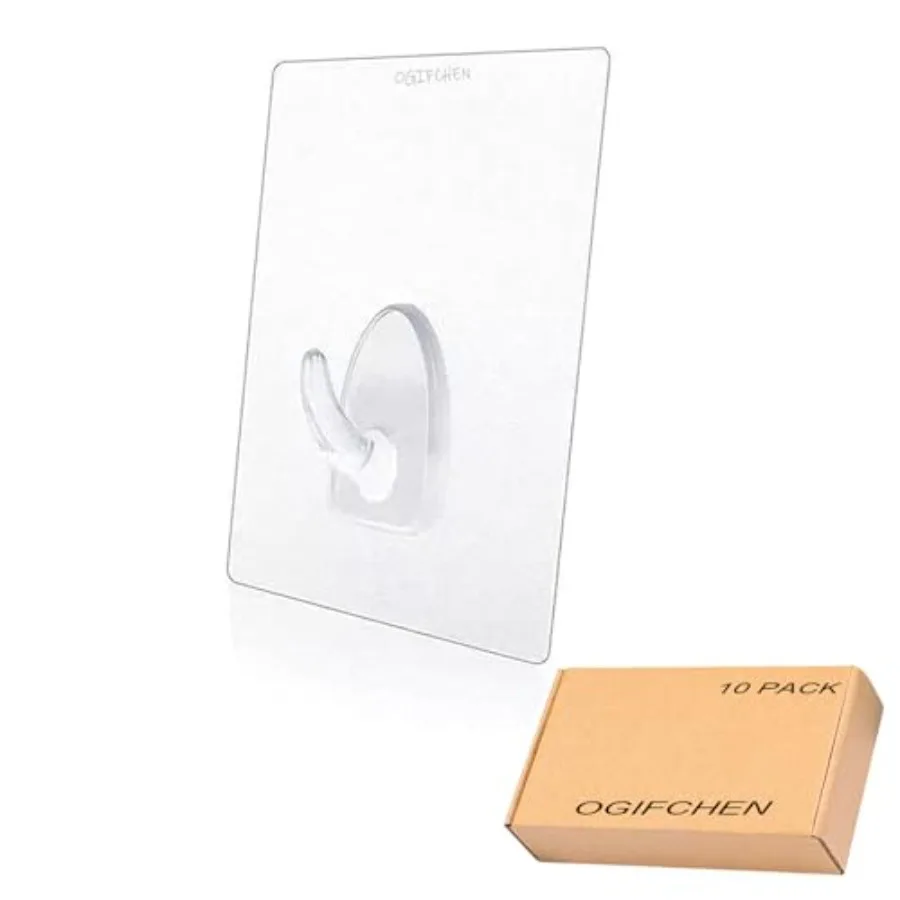 FIGO 10 عبوات 15 ماكس خطاف جدار صغير سلس لاصق شفاف سلس خطاف عملي إبداعي جدًا لـ Drillfr #1