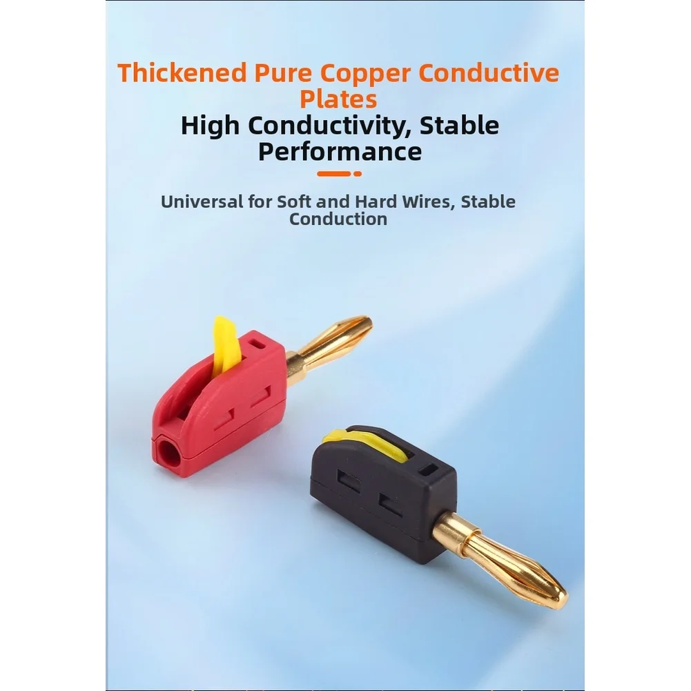 Gold Plated 4mm Quick Connect Speaker Cable Connectors Pack of 10 with Solderless Press Design and Flame Retardant Safety Rating