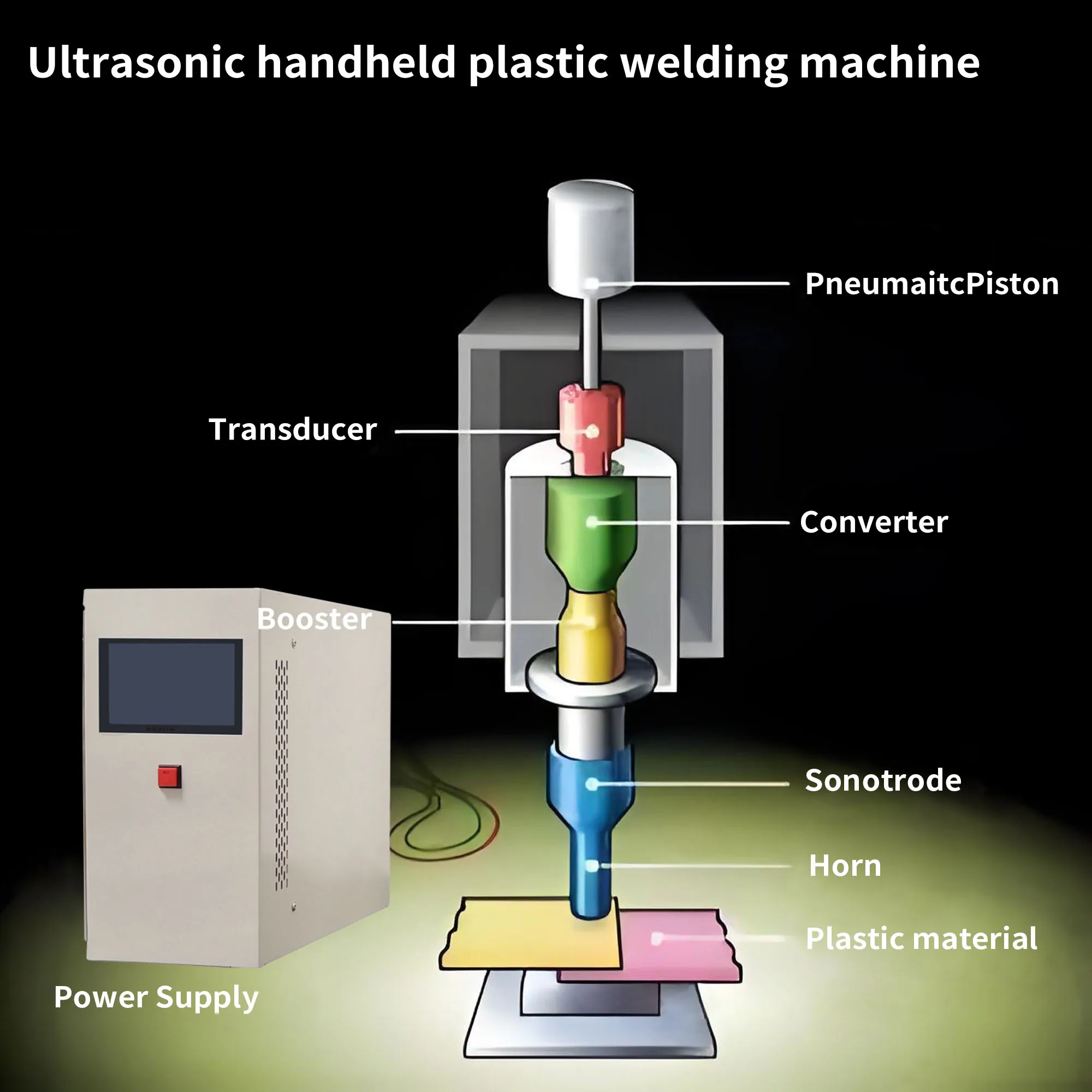 Portable 1200W Ultrasonic Transducer Generator PVC Spot Welder PSA Grading Card Flat Coin Box Nonwoven Fabric N95 Welding - Image 5