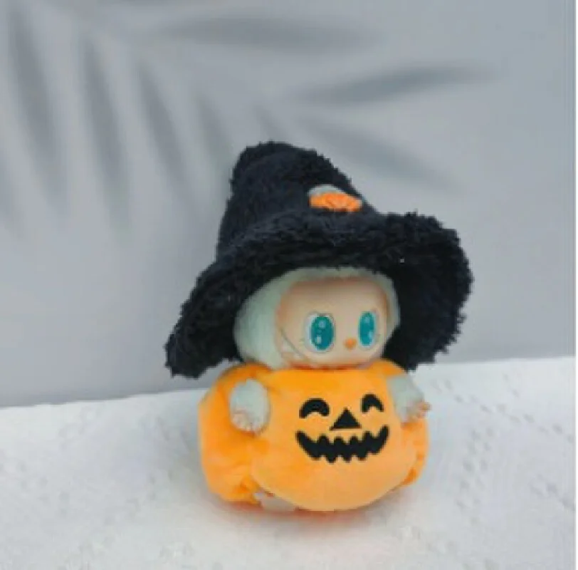 Kostum Labubu 17cm Terbaru Laris Manis, Kostum Labu Halloween, Dekorasi Natal, Figur Vinyl, Hadiah Kostum