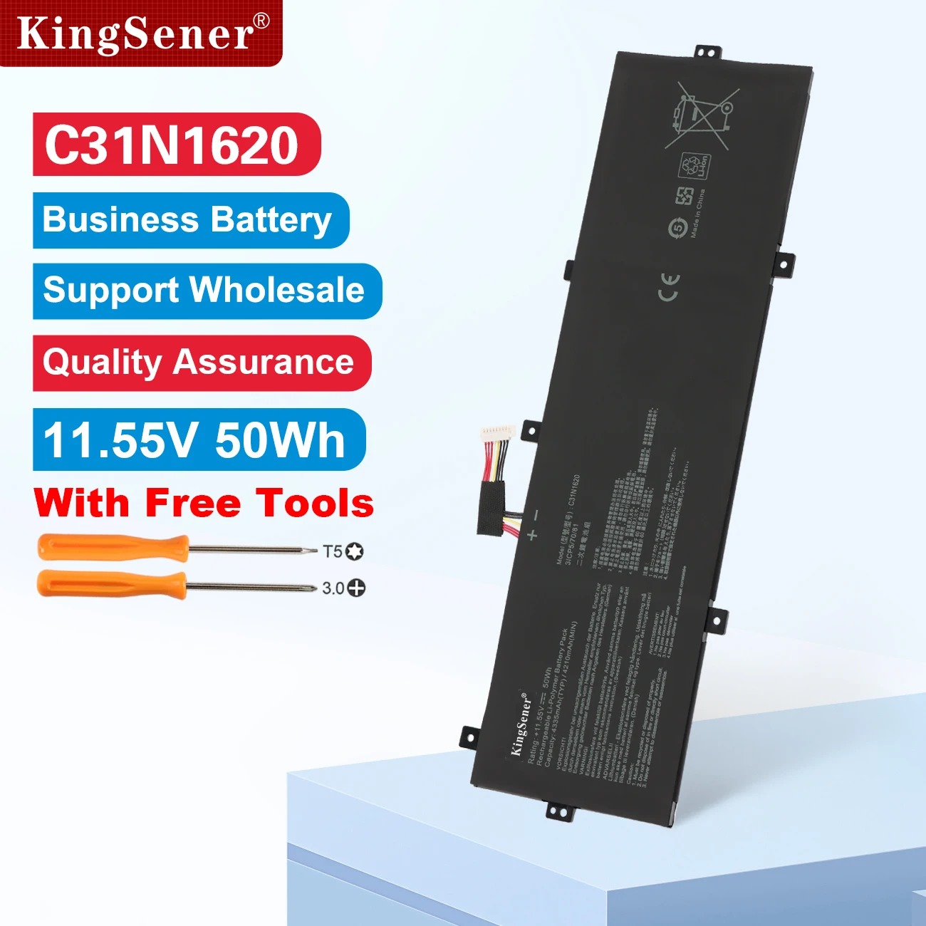 Kingsener C31N1620 Batteria Del Computer Portatile Per Asus Zenbook UX430 UX430UA UX430UN UX430UQ UX430UQ-GV015T Pro PU404 PU404UF 11.55V 50WH-image