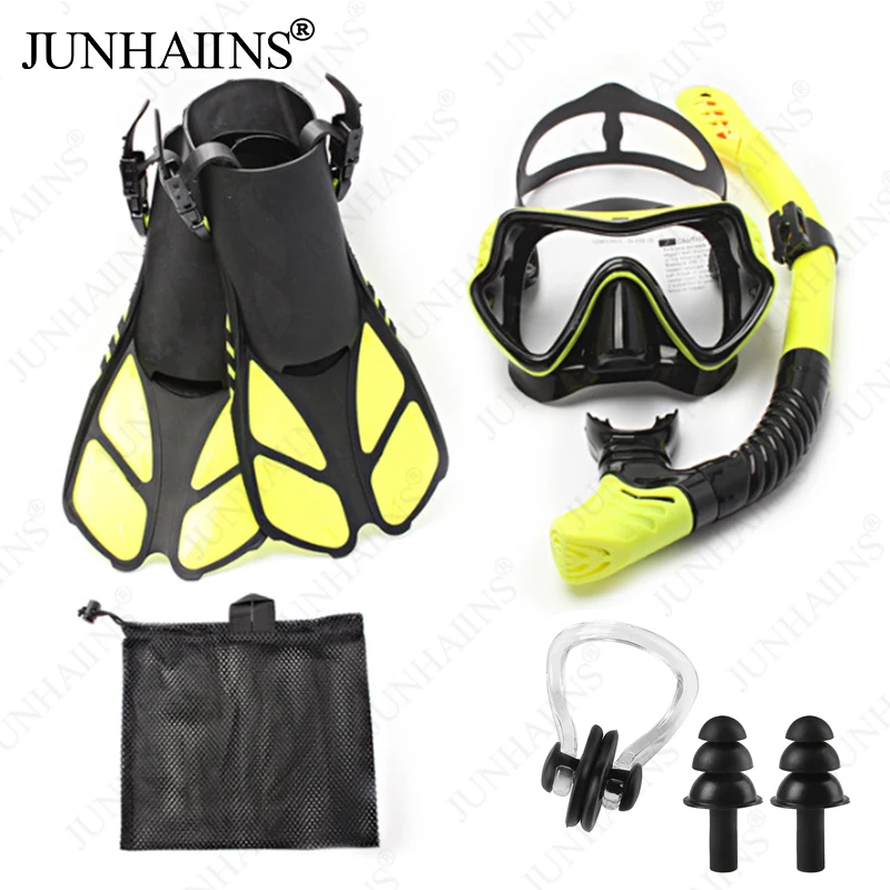 3PCS Set Diving Equipment Diving Mask Breathing Tube Adjustment Diving Fins Anti Fog Snorkeling Set For Water Sports