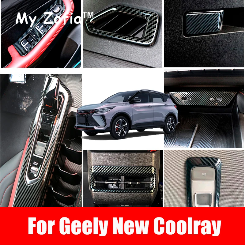 

For New Geely Coolray 2023 2024 2025 Carbon Fiber ABS Car Interior Navigation Trim Frame Multi-media Console Decoration Sticker