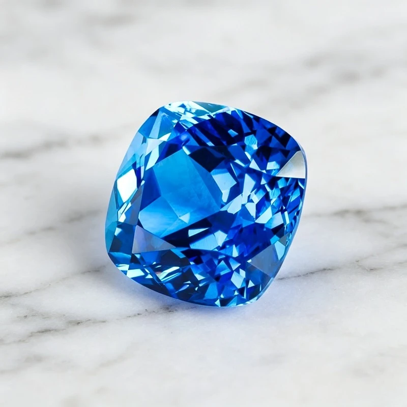 Hochwertiger Labor-gezüchteter Kobalt-Spinel im Kissenschliff, Blaue Farbe, Edelstein-Anhänger für DIY-Ringe, Halsketten und Ohrringe, Wählbares Zertifikat – Detail 5