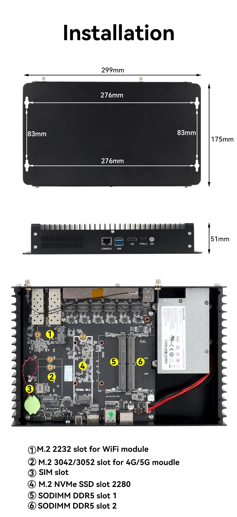 XCY X113 Industrial PC Firewall Router Gateway VPN Server Intel Core i5-1235U Processor 6x 2.5G Ethernet Support 2x 10G SFP+