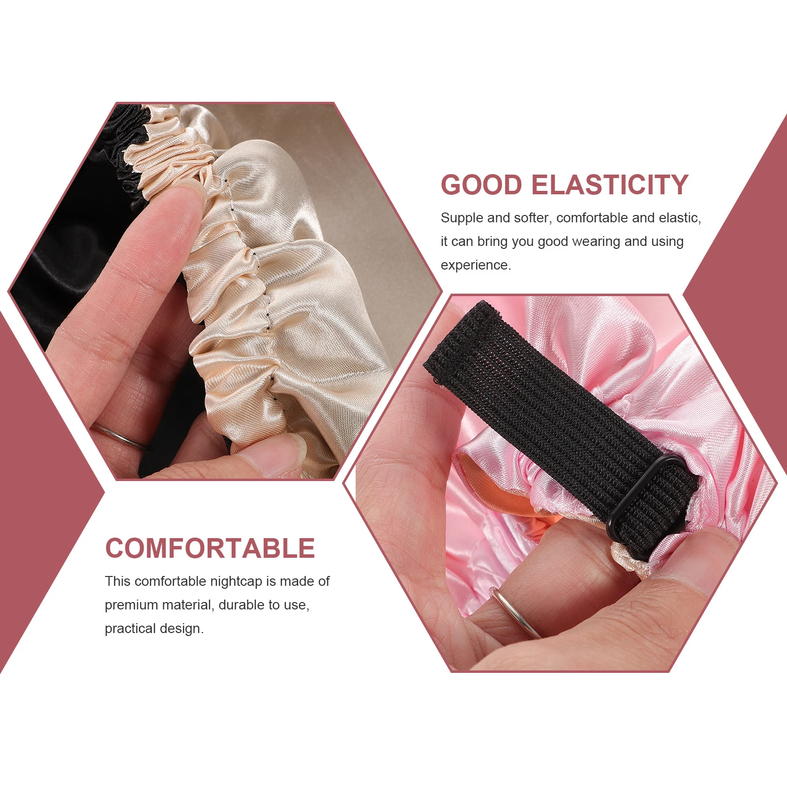 

2Pcs Sleeping Satin Bonnet Adjustable Shower Caps for Women Large Elastic Hair Bonnet Protect Hair Elastic Shower Caps