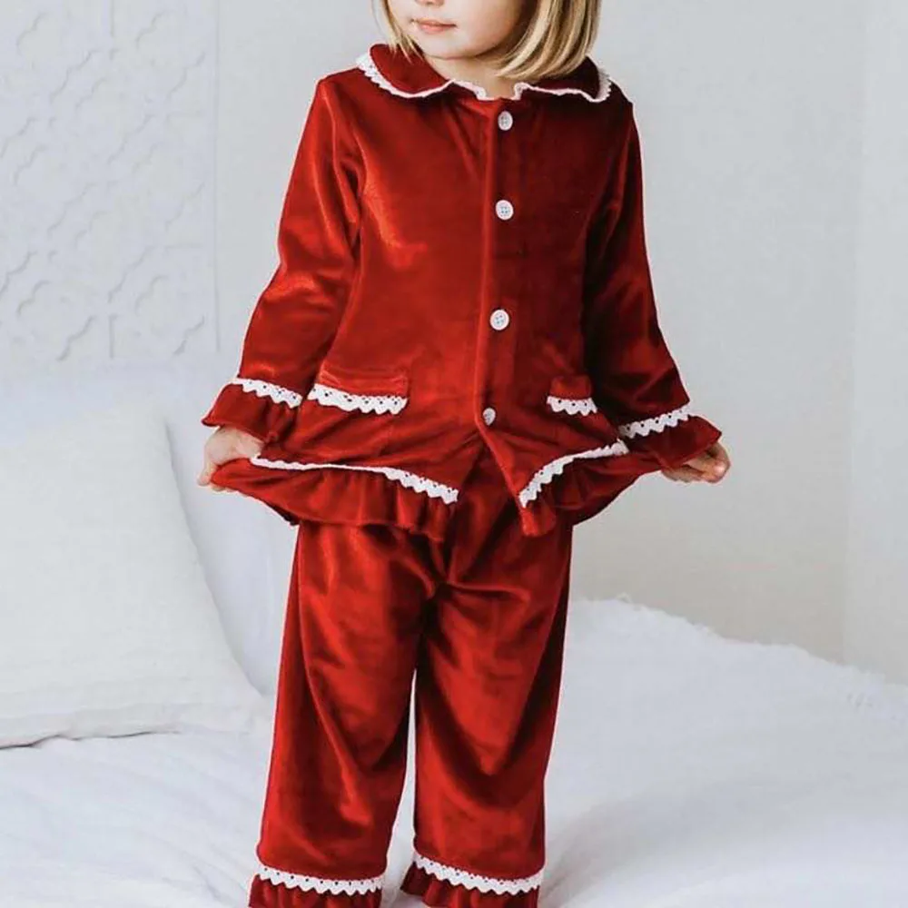 Mudbala Baby Boys Red Velvet Christmas Pyjamas Family Classic Luxury Toddler Girls Sibling Matching Kids Pajamas Set