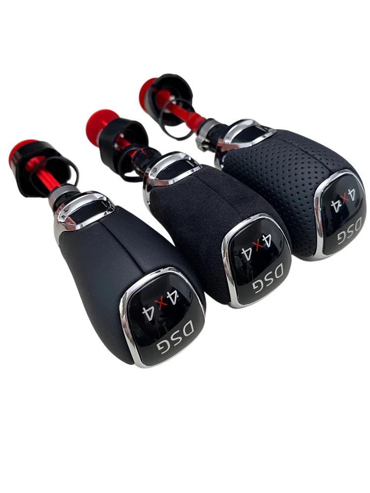 For Skoda Octavia Superb Yeti DSG Gear Shift Knob Leather With 4X4 DSG Logo Car Parts Gear Shift Head Car Accessories