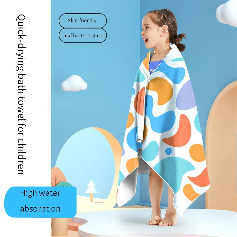 Cartoon Swimming Bath Towel Quick Drying Portable Breathable Absorbent Travel Outdoor Boys And Girls With Buckle Beach Towel