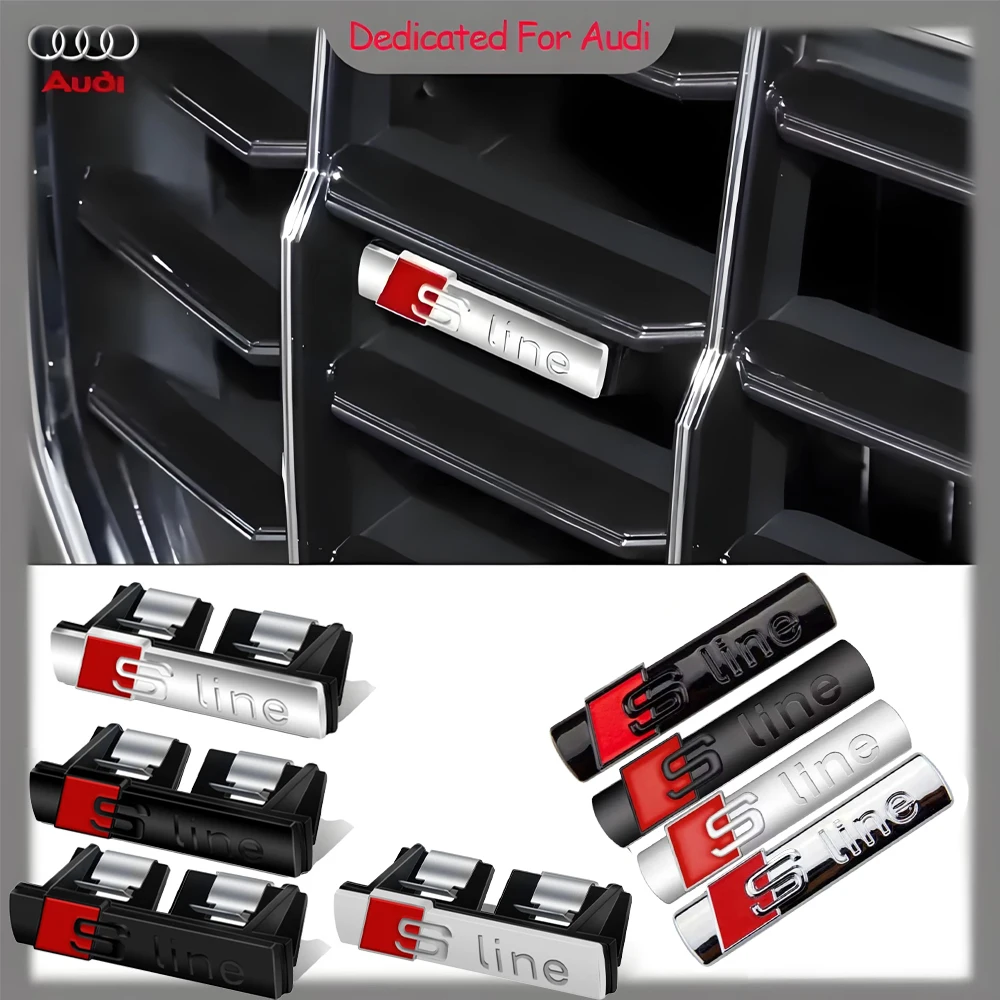 1 unidad Emblema metálico de aluminio Sline para parrilla de coche Audi A6 A3 A4 A5 A8 S3 S4 S5 S6 S7 S8 SQ5 SQ7 Q5 Q7 Q8 RS3 RS4