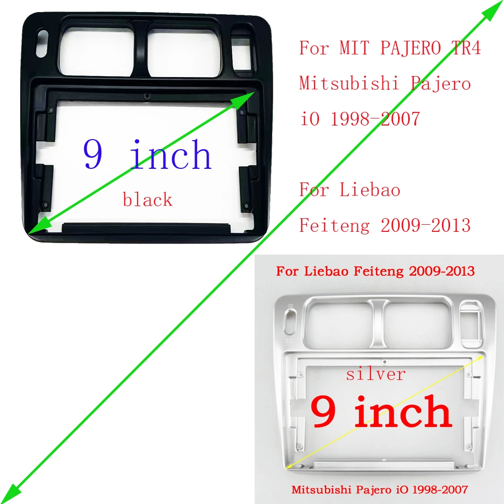 For MIT PAJERO TR4 9 INCH Frame Fascia For Pajero iO 1998-2007 Liebao Feiteng 2009-2013 Android GPS MP5 Stereo Player 2 Din Head