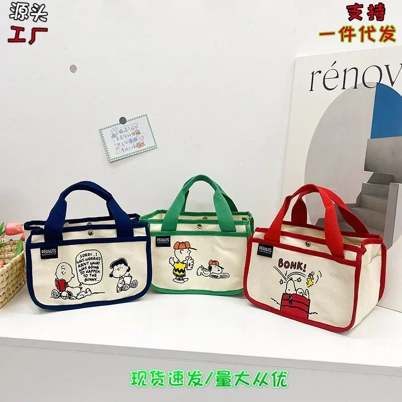 

Large Capacity Cute Cartoon Snoopy Canvas Bag 2024 New Fashion Outgoing Handheld Shopping Bag for Mommy One Shoulder Tote Bag