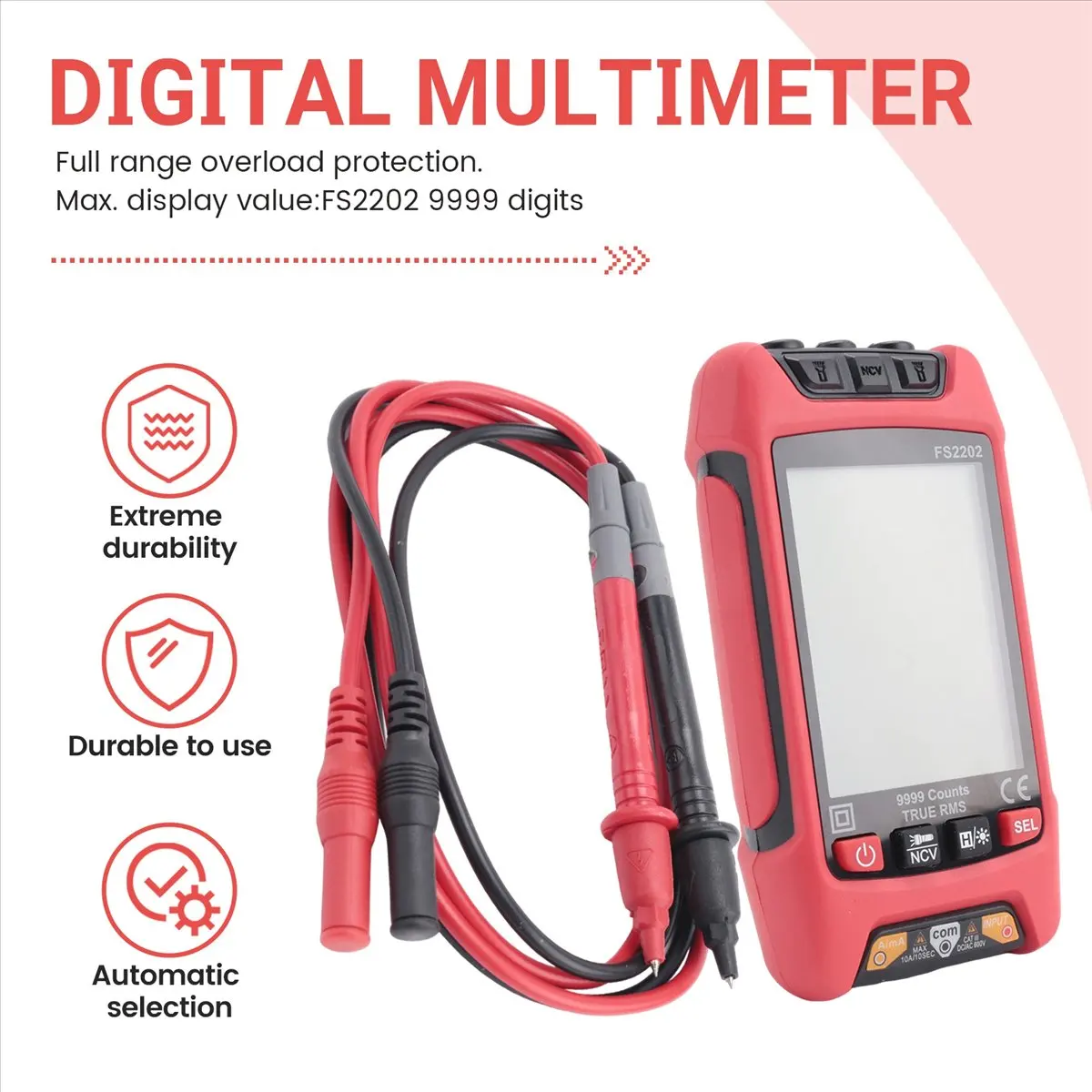 A24I Digital Multimeter, 9999 Counts TRMS Auto-Ranging Voltmeter, Accurately Measures Amp Ohm Voltage Meter