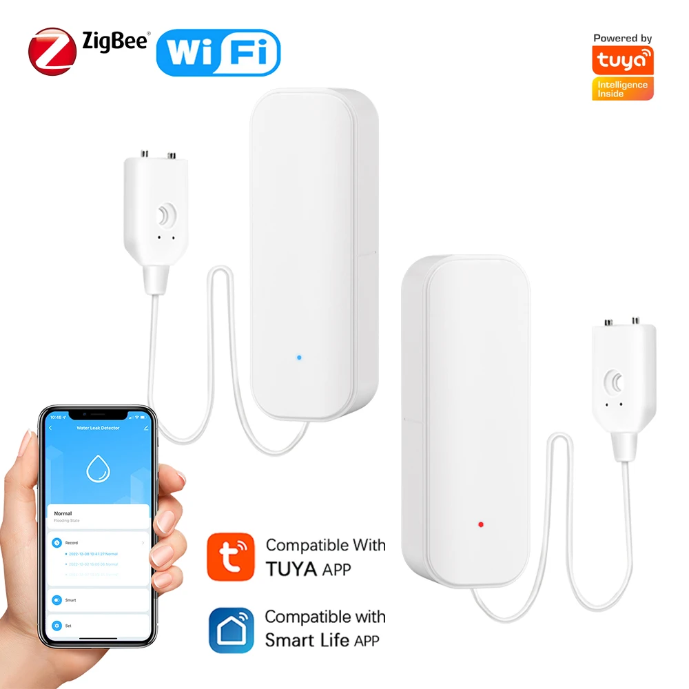 Tuya WiFi/Zigbee Smart Water Leak Sensor Leakage Detector Overflow Level Smartlife APP Remote Monitor Alarm Security System