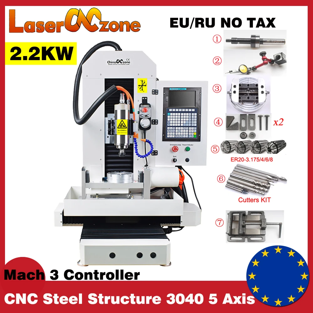 CNC 3040 5 Axis Engraving Milling Machine MACH3 Controller for Aluminum Copper Steel CNC 5 Axis 2200W Steel Frame EU RU NO TAX