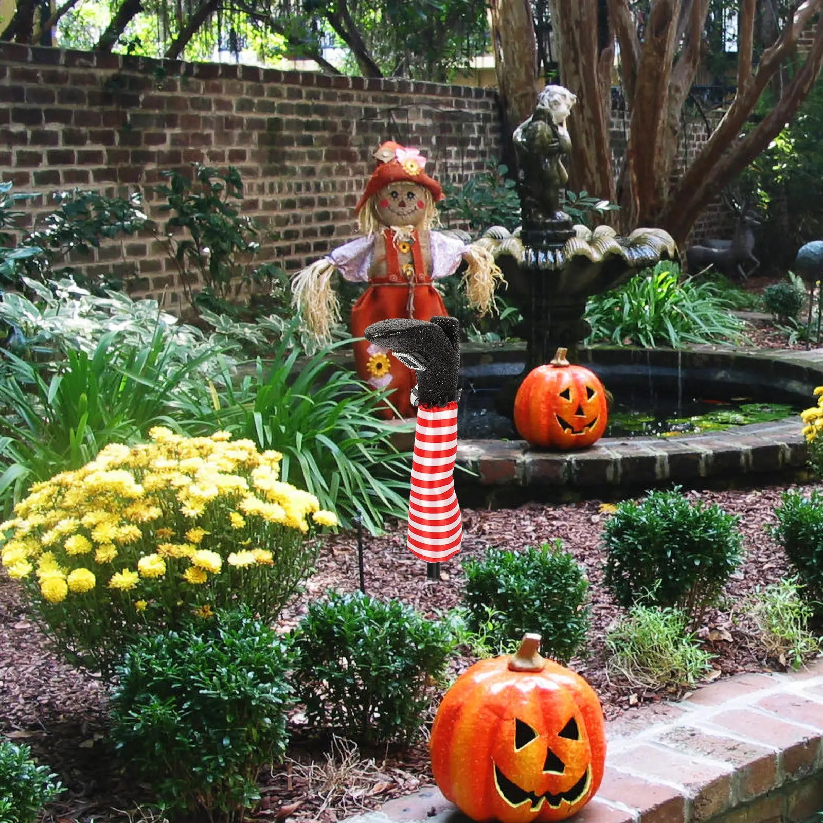 مجموعة واحدة من ديكور ساق الهالوين الساحرة من الفوم الفاخر لتزيين حفلات الحديقة لسرير زهرة بوش في ساحة الحديقة، تحت عنوان الهالوين