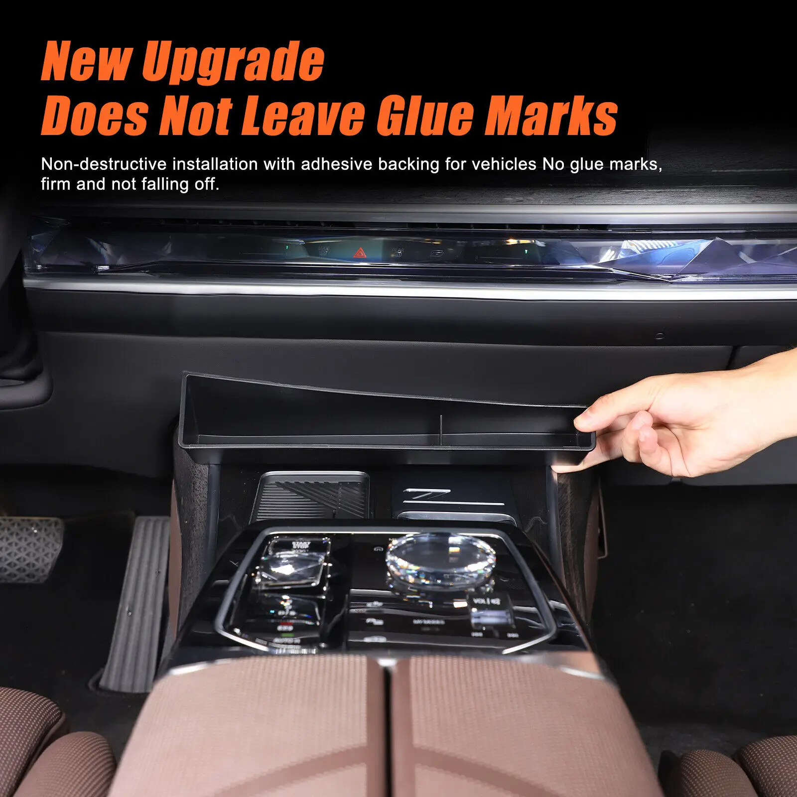 

ABS Black Car Center Control Storage Box For BMW 7 Series G70 2023-2024 Multipurpose Organiser Box Phone Tray Container Box