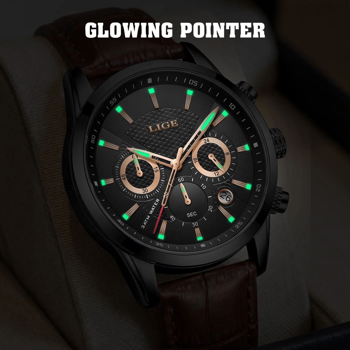 LIGE 2026 Watch Men Fashion Sports Quartz Clocks Mens Watches Top Brand Leather Military Waterproof Date Watch Relogio Masculino