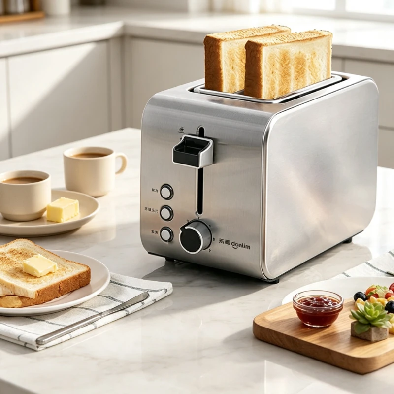 Stainless Steel 2 Slice Wide Slot Toaster Adjustable Browning Pop Up Bread Toaster for Home Kitchen Daily Breakfast Use 토스터기