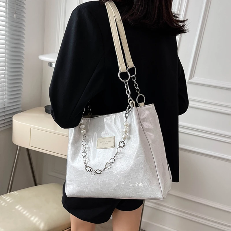 New Women PVC Canvas Shoulder Bag Shopping Bags Students Bookbag Handbags Large Capacity Tote