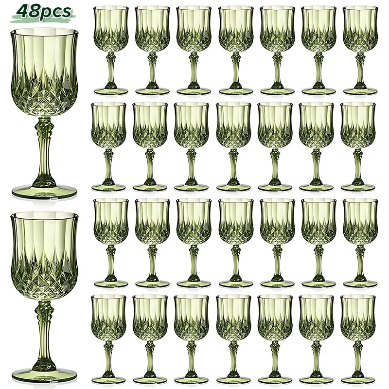 

48pcs Vintage Wedding Glasses - 7oz/210ml Shockproof Crystal Champagne Glasses, Elegant Cutlery, Stackable, Glasses, Party Glass