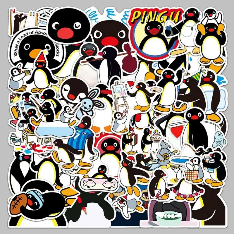 NEW 50PCS Kawaii Pingu Graffiti Stickers Cartoon Style 50 Non-Repeated Decorative Suitcase Guitar Notebook Waterproof Stickers