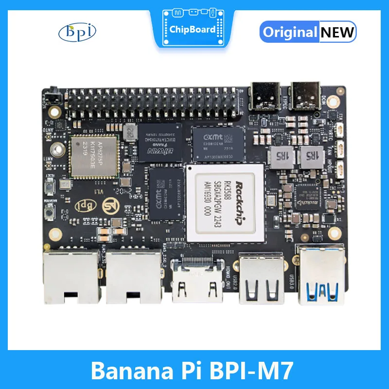 Banana Pi BPI-M7 RockChip RK3588 Quad A76 2.4Ghz and Quad A55 1.8Ghz Mali G610MC4 GPU 8G LPDDR4 64G eMMC WiFi 6 and BT5.2 6T NPU