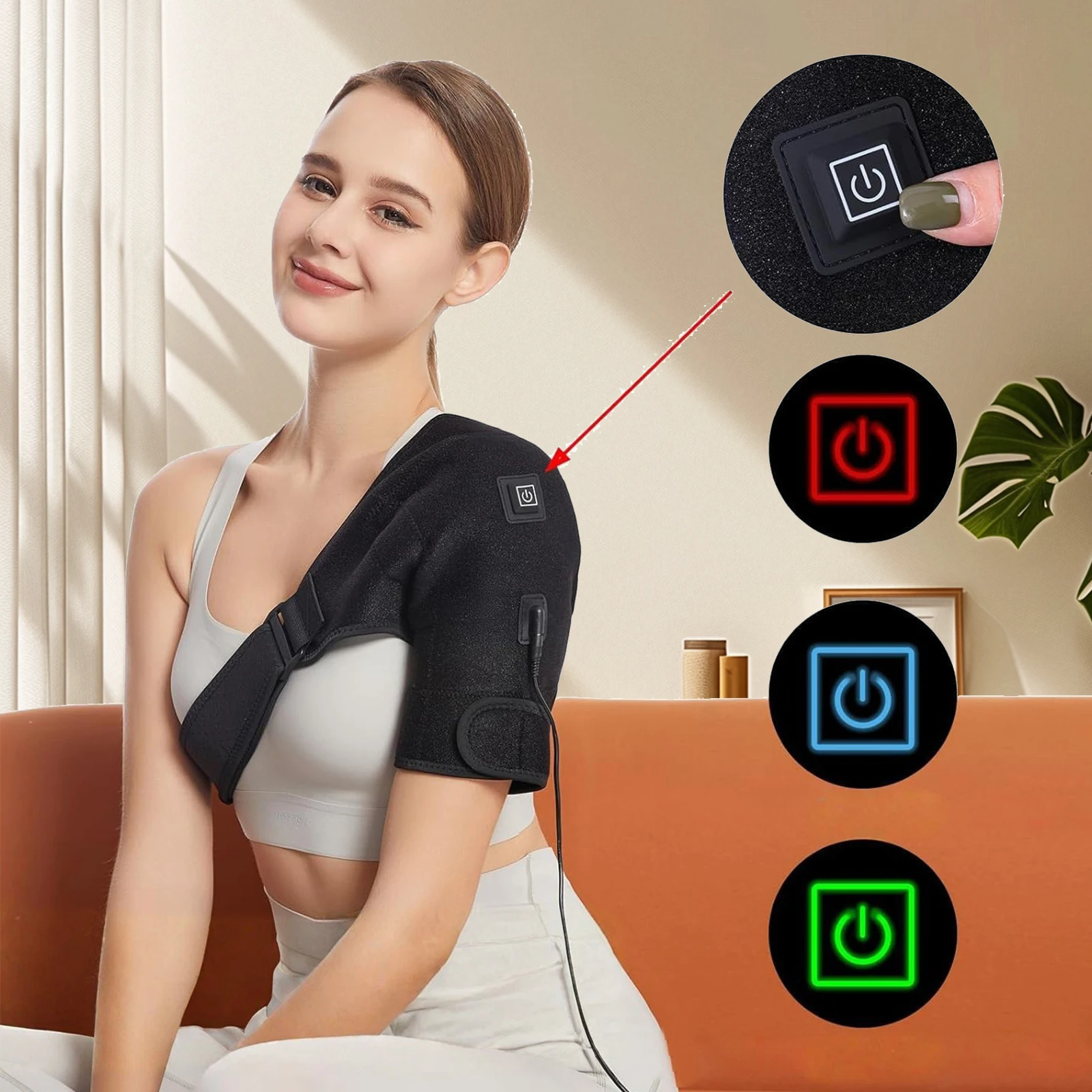 

USB Electric Heating Heated Shoulder Brace Wrap Shoulder Massage Support Belt Strap for Arm Shoulder Fitness Brace Keep Warm