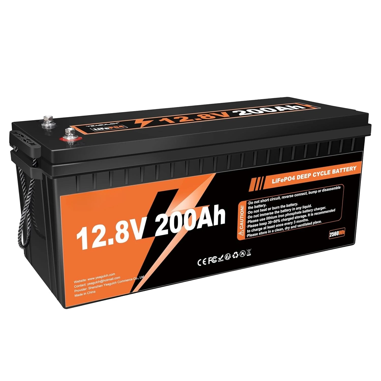 

12V 200Ah LiFePO4 Lithium Battery Built-in 200A BMS Up to 15000+ Deep Cycle 2560Wh Low Temp Protection Rechargeable, Customized