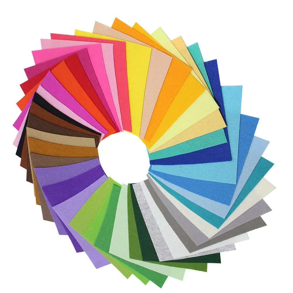 

40Pcs Assorted Color Non-Woven Felt Fabric Sheets Polyester Craft Material for DIY Handmade Appliques Patches Decorations