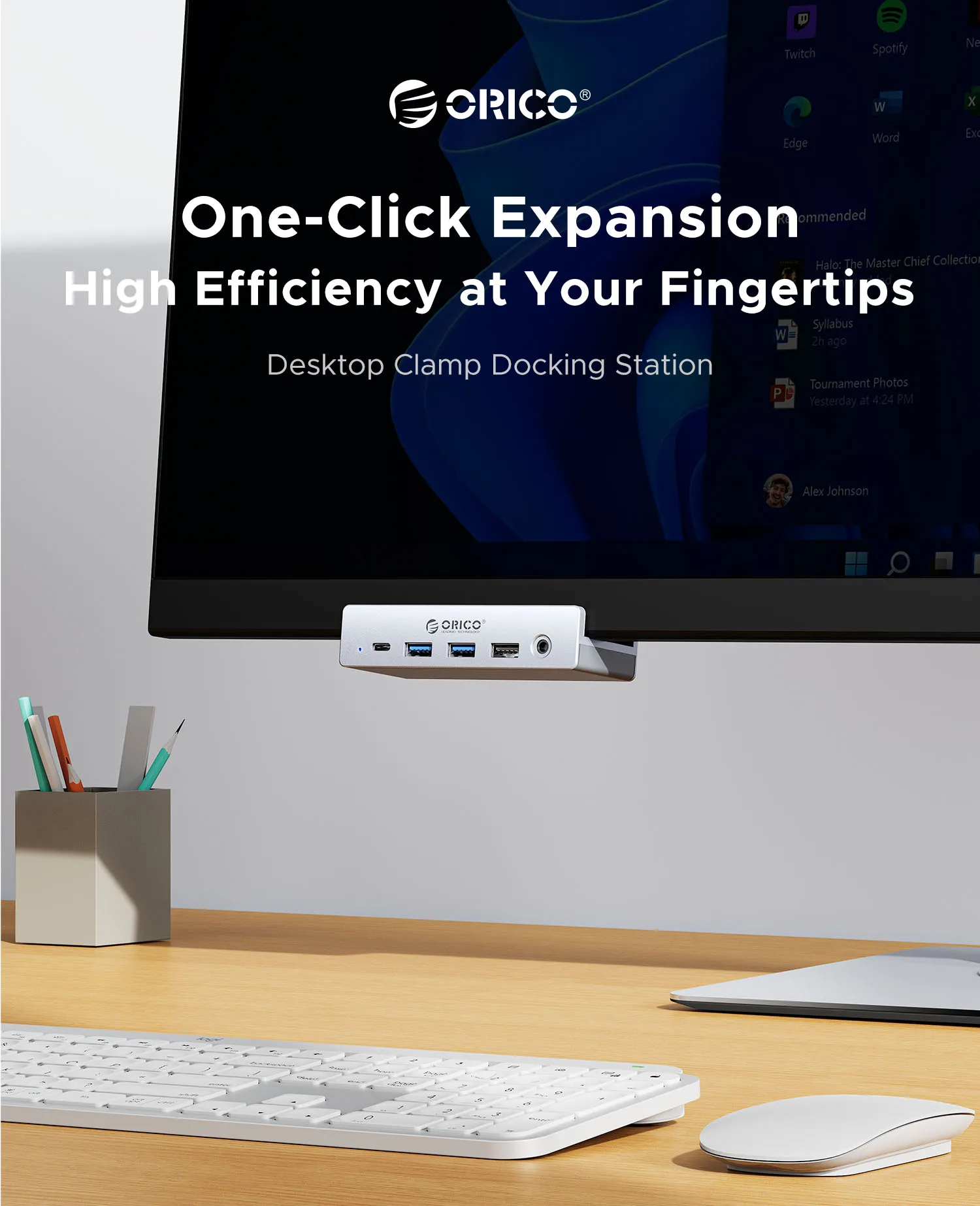 ORICO  Clip-Type USB HUB 8-in-1 Type-C to 4K60Hz HDMI-com SD&TF 10Gbps USB3.0 PD100W 3.5mm for MacBook Splitter Docking Station