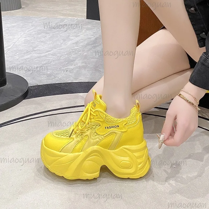 

Women's Mesh Breathable Chunky Platform Sneakers for Woman Summer Casual Dad Shoes Lace-Up Wedge Кеды Size 34-39 Female Sneakers