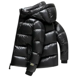 Winter Down Jacket Men Goose Coat For Waterproof Fashion Short Puffer Hood Black Luxury Brand Warm Feather