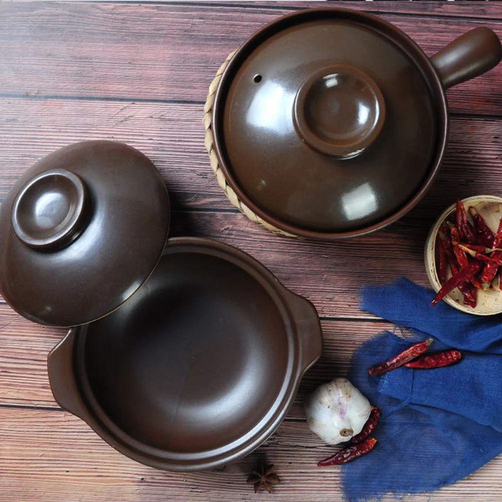 

Heat Resistant Casserole Pot Material Smooth Handle Safe for Braised Chicken Rice Soup Stew Ceramic Cookware