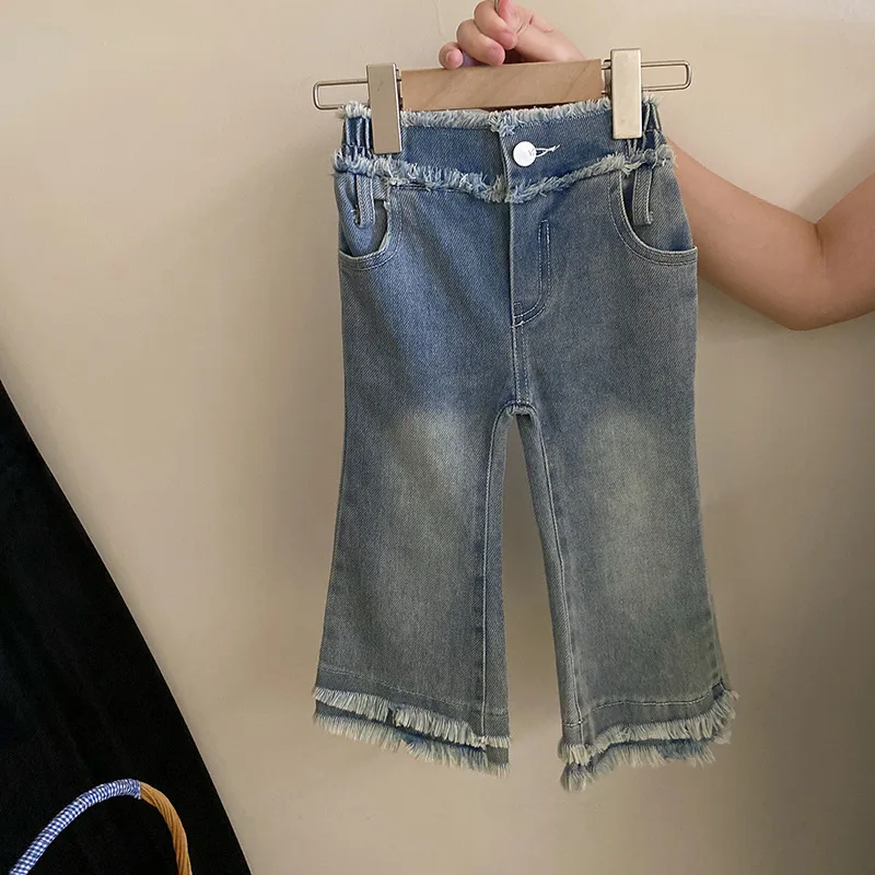 Jeans à capuche avec nœud de dessin animé pour fille, pantalon pull, points colorés, bavures mignonnes, mode coréenne active, automne, 2024